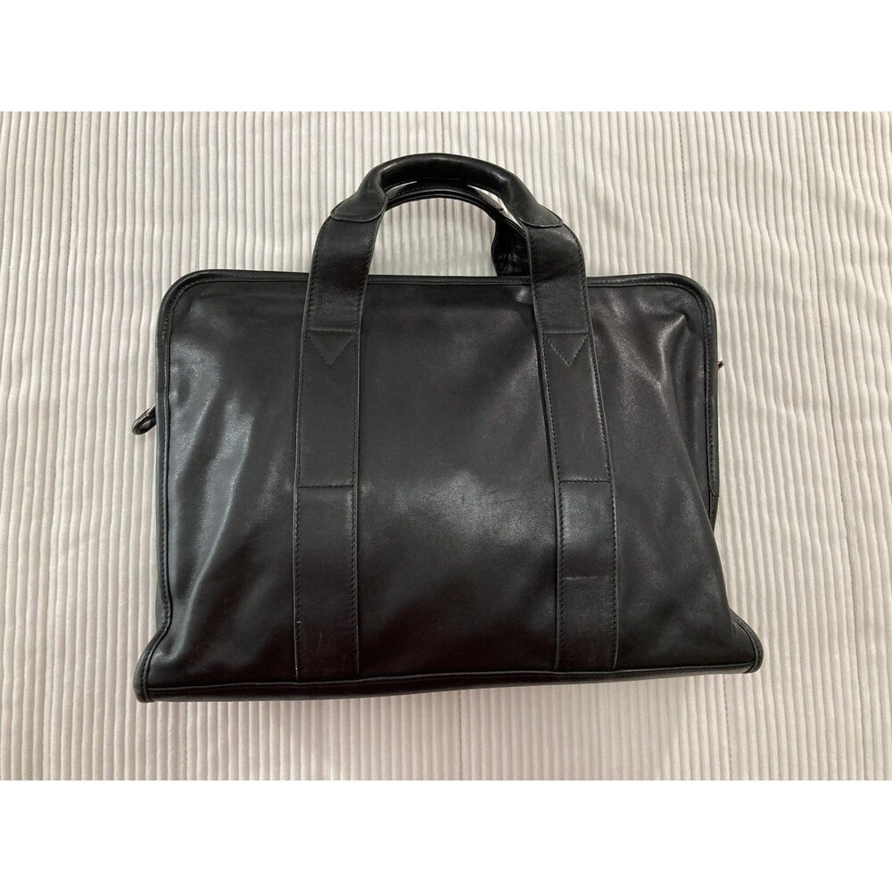 TUMI Black Leather Briefcase 15” Laptop Business Travel Work Bag - Picture 2 of 16